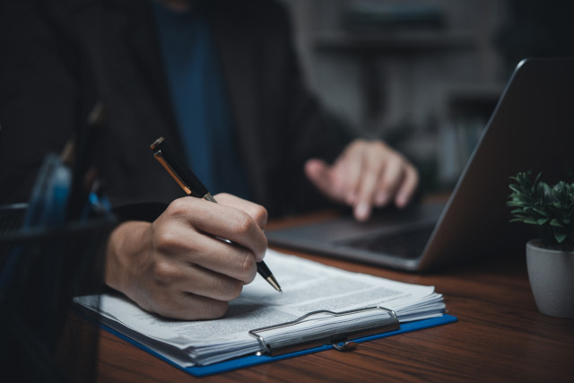 person signing document